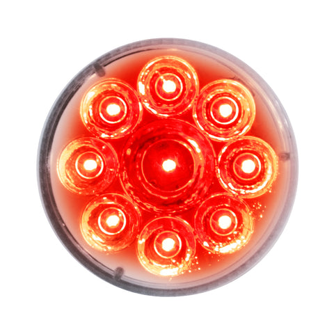 9 LED 2-1/2" Round Pure Reflector Light (Clearance/Marker) - Red LED/Clear Lens