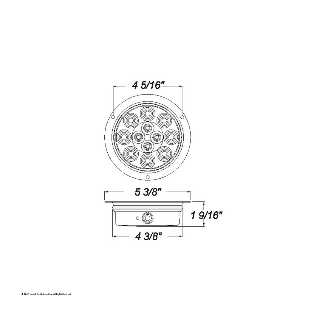 12 LED 4" Round Flange Mount Light (Stop, Turn &amp; Tail) - Red LED/Clear Lens