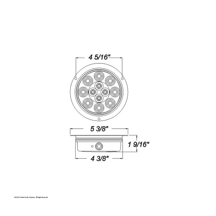 12 LED 4" Round Flange Mount Light (Stop, Turn &amp; Tail) - Red LED/Clear Lens