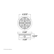 12 LED 4" Round Flange Mount Light (Stop, Turn & Tail) - Red LED/Clear Lens