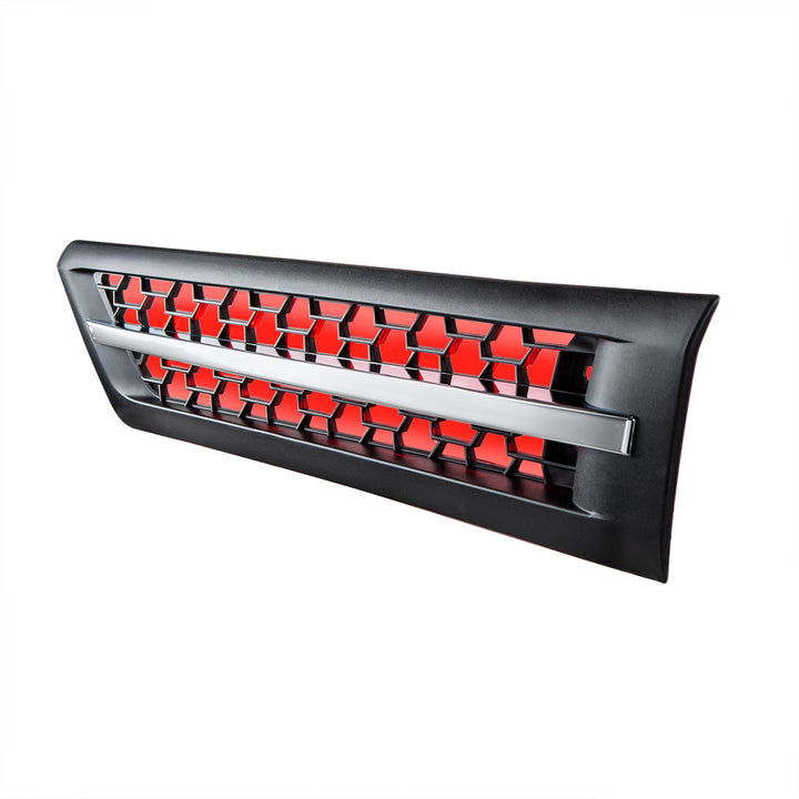 Hood Air Intake Grille With Red LED For 2018-2024 Freightliner Cascadia 126 - Driver