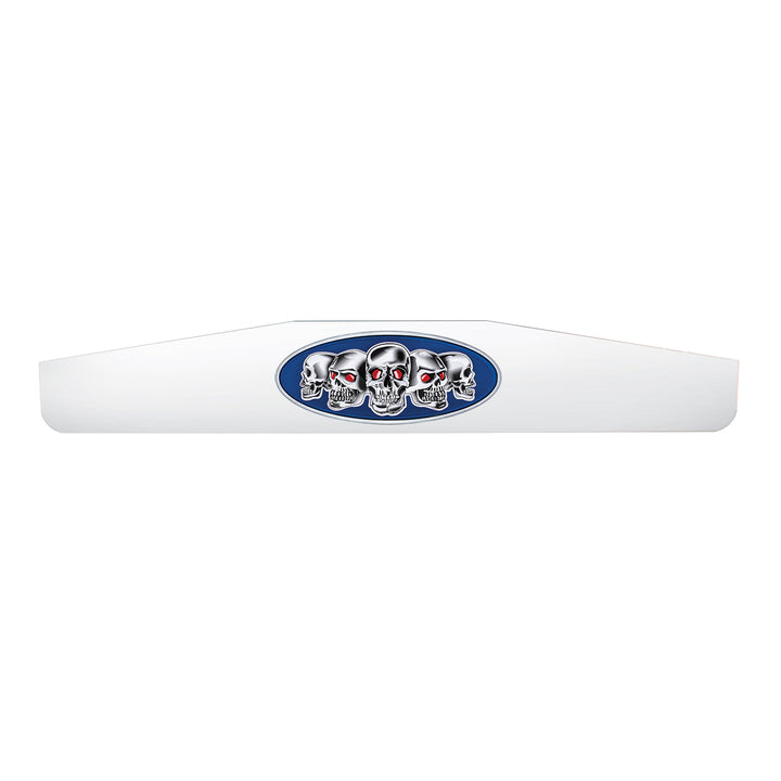 4" X 24" Chrome Bottom Mud Flap Weight With Oval Blue Skull Emblem