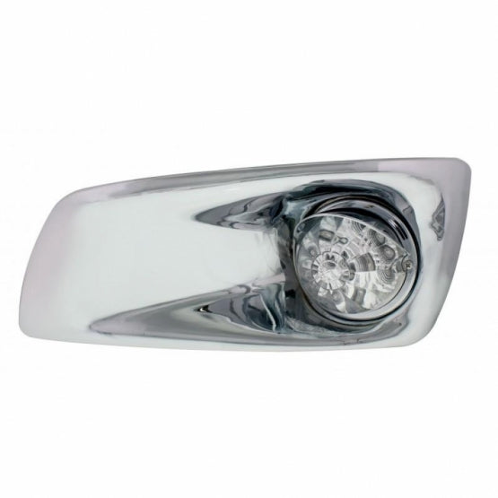 Fog Light Cover With Amber LED Reflector Watermelon Light &amp; Visor For 2007-17 KW T660- Driver -Clear Lens