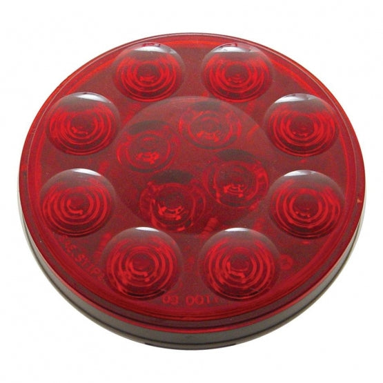 12 LED 4" Round Light (Stop, Turn &amp; Tail) - Red LED/Red Lens