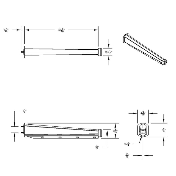 30" Chrome Heavy Duty Mud Flap Hangers With Light End Cap - 2-1/2" Bolt Pattern (Pair)
