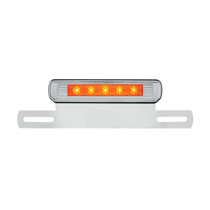 Chrome License Plate Light &amp; Bracket With Amber LED Auxiliary Light - Amber LED/Amber Lens