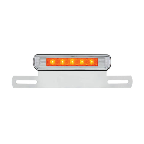 Chrome License Plate Light & Bracket With Amber LED Auxiliary Light - Amber LED/Amber Lens