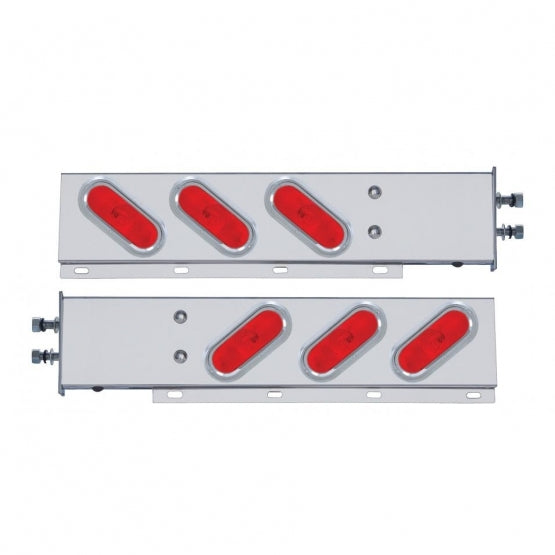 2-1/2" Bolt Pattern Stainless Spring Loaded Light Bar With 6X Oval Lights & Visors (Pair)