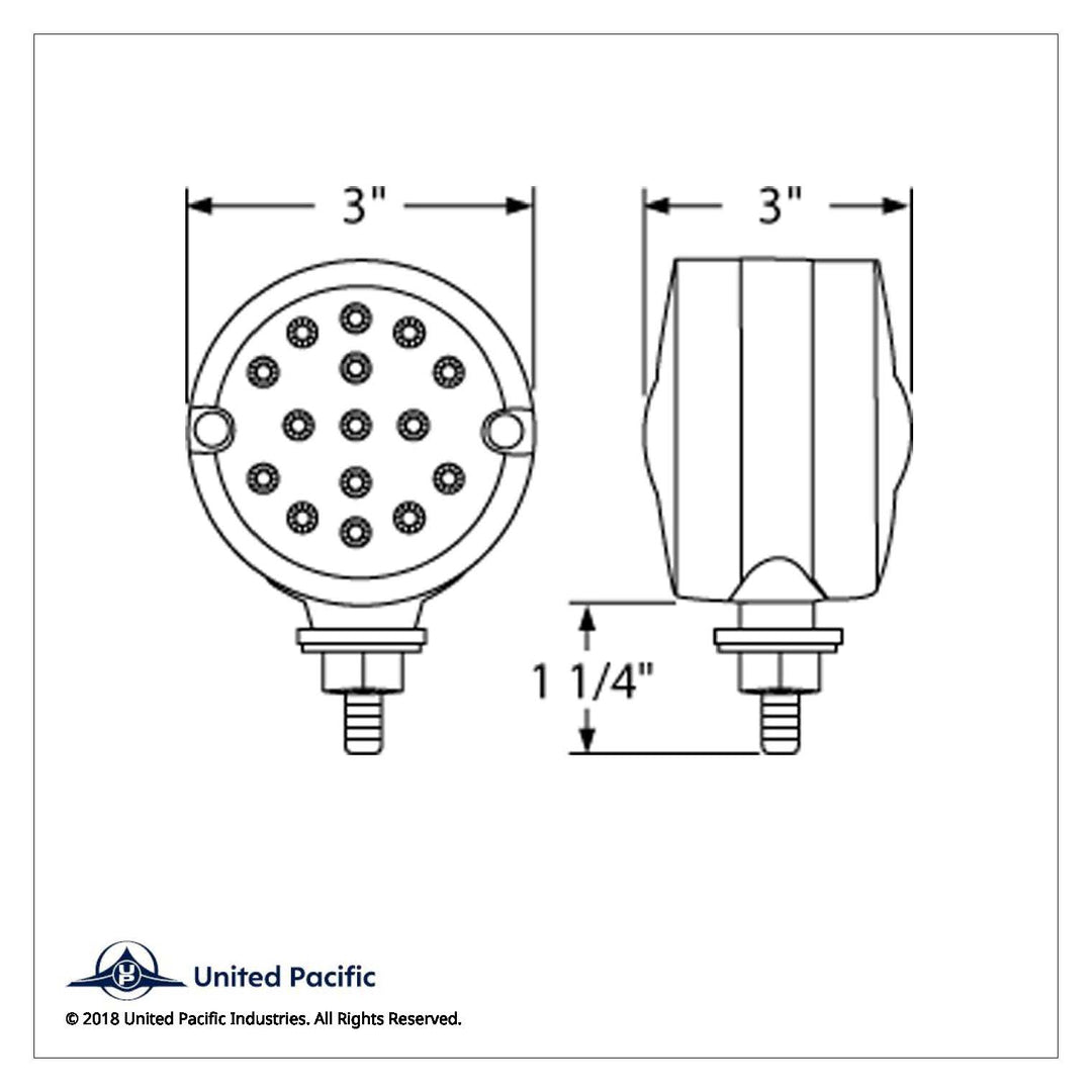 30 LED 3" Dual Function Reflector Double Face Light - Amber &amp; Red LED/Amber &amp; Red Lens