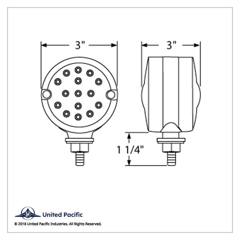 30 LED 3" Dual Function Reflector Double Face Light - Amber & Red LED/Amber & Red Lens