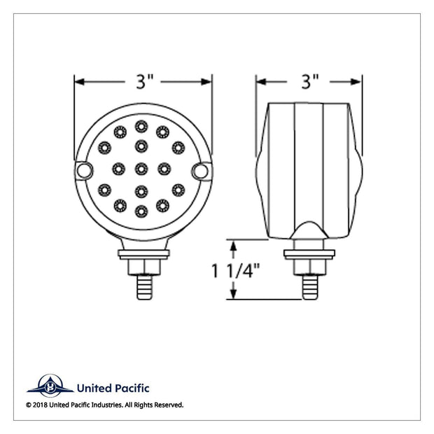 30 LED 3" Dual Function Reflector Double Face Light - Amber & Red LED/Amber & Red Lens
