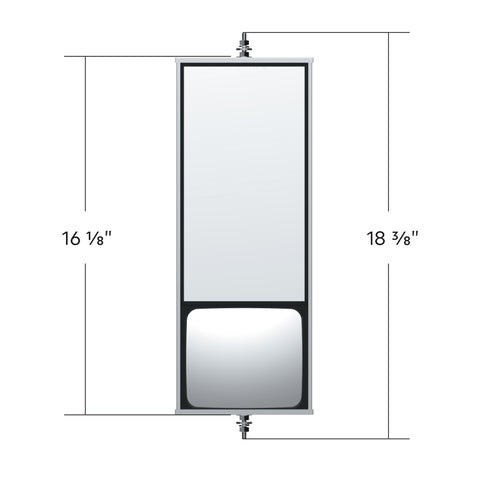 6" X 16" 430 Stainless Steel West Coast Mirror With Convex Lower Mirror - Non Heated