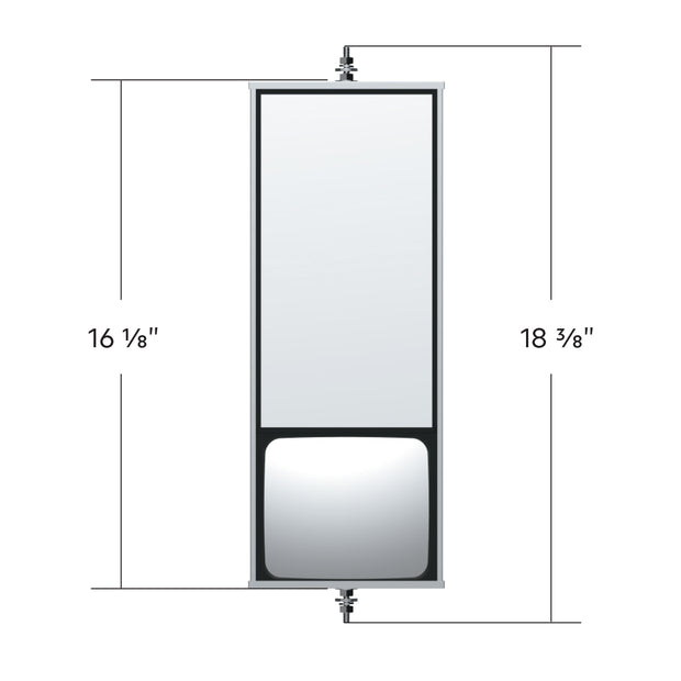 6" X 16" 430 Stainless Steel West Coast Mirror With Convex Lower Mirror - Non Heated