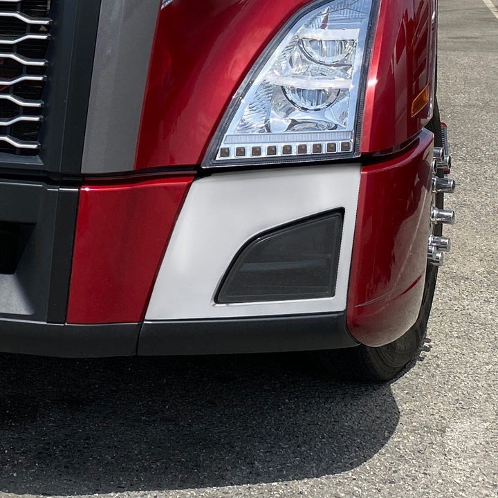 ABS Satin Silver Bumper Fog Light Hole Cover For 2018-2024 Volvo VNL - Driver
