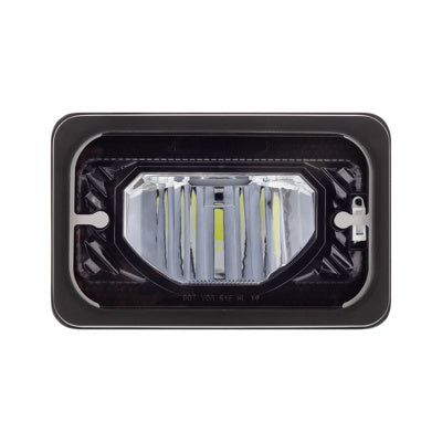 ULTRALIT - Heated 4" X 6" LED Headlight With Glass Lens & Aluminum Housing - Low Beam - Black