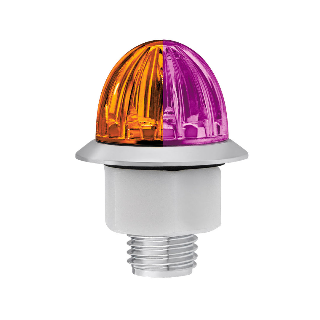 4 LED 3/4" Mini Watermelon Double Fury Light With Clear Lens (Clearance/Marker) - Amber &amp; Purple LED