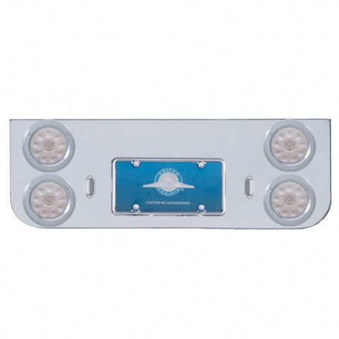 Chrome Rear Center Panel With Four 10 LED 4" Lights & Bezels - Red LED/Clear Lens