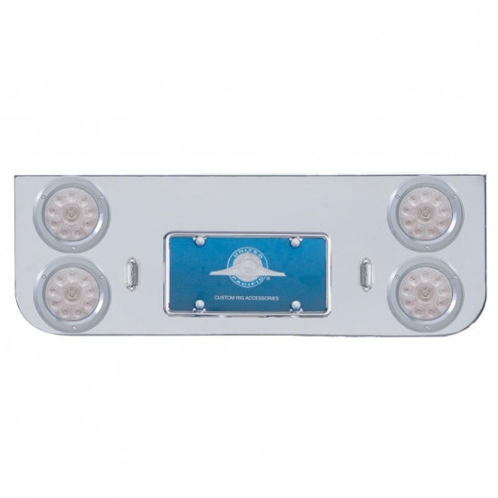 Chrome Rear Center Panel With Four 10 LED 4" Lights & Bezels - Red LED/Clear Lens