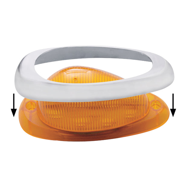 15 LED Sleeper Light With Bezel For Freightliner (Clearance/Marker) - Amber LED/Amber Lens (Pair)