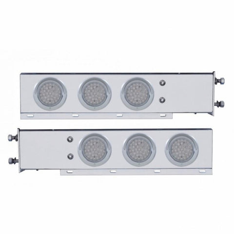 3-3/4" Bolt Pattern Deluxe SS Spring Loaded Bar W/6X 36 LED 4" Light & Visors -Red LED/Clear Lens (Pair)