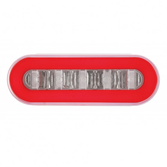 2-1/2" Bolt Pattern SS Spring Loaded Bar With 6X 22 Red LED 6" Oval GloLight &amp; Visor -Clear Lens (Pair)