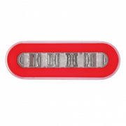 2-1/2" Bolt Pattern SS Spring Loaded Bar With 6X 22 Red LED 6" Oval GloLight & Visor -Clear Lens (Pair)