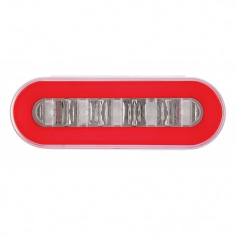 2-1/2" Bolt Pattern SS Spring Loaded Bar With 6X 22 Red LED 6" Oval GloLight & Visor -Clear Lens (Pair)