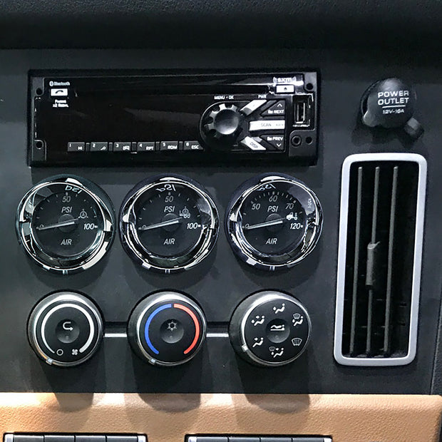 Chrome Small Gauge Bezel With Visor For 2018-2023 Freightliner Cascadia