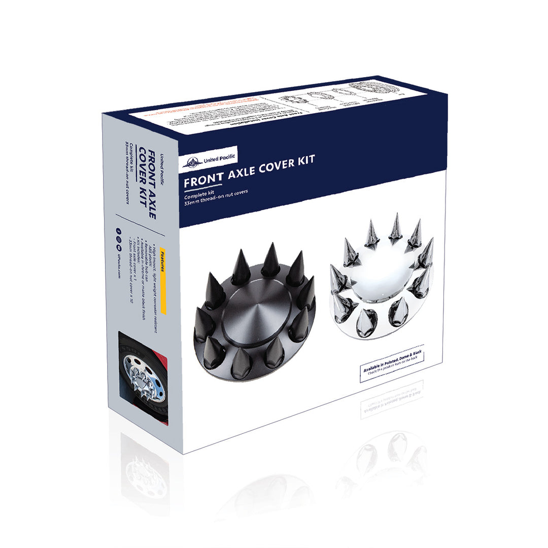 Dome Front Axle Cover With 33mm Spike Thread-On Nut Covers - Matte Black