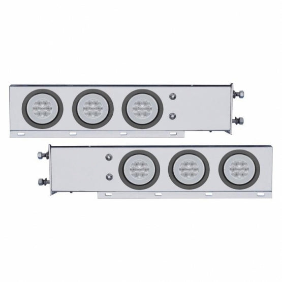 3-3/4" Bolt Pattern SS Spring Loaded Bar With 6X 21 LED 4" GloLight -Red LED/Clear Lens (Pair)