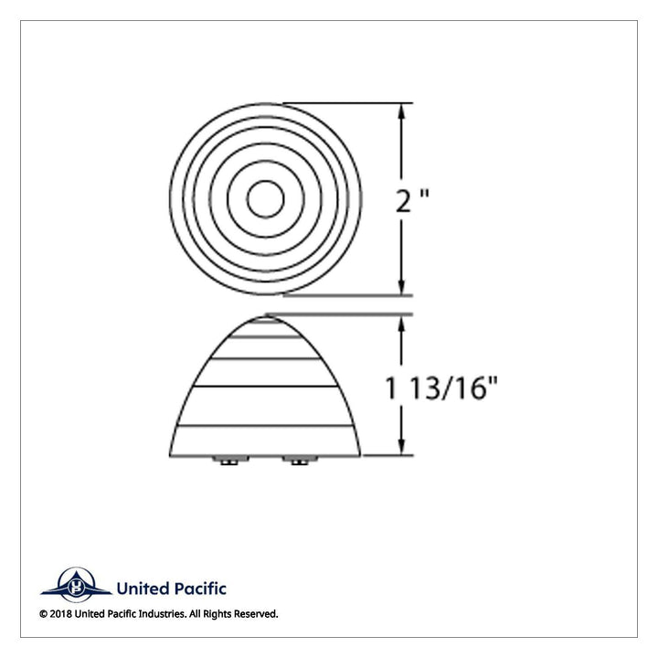 9 LED 2" Round Beehive Light (Clearance/Marker) - Amber LED/Clear Lens United Pacific 38366