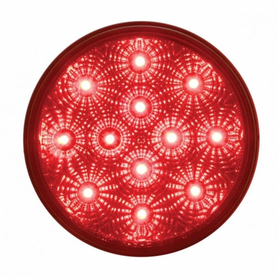 12 LED 4" Round Reflector Light Kit (Stop, Turn &amp; Tail) - Red LED/Red Lens
