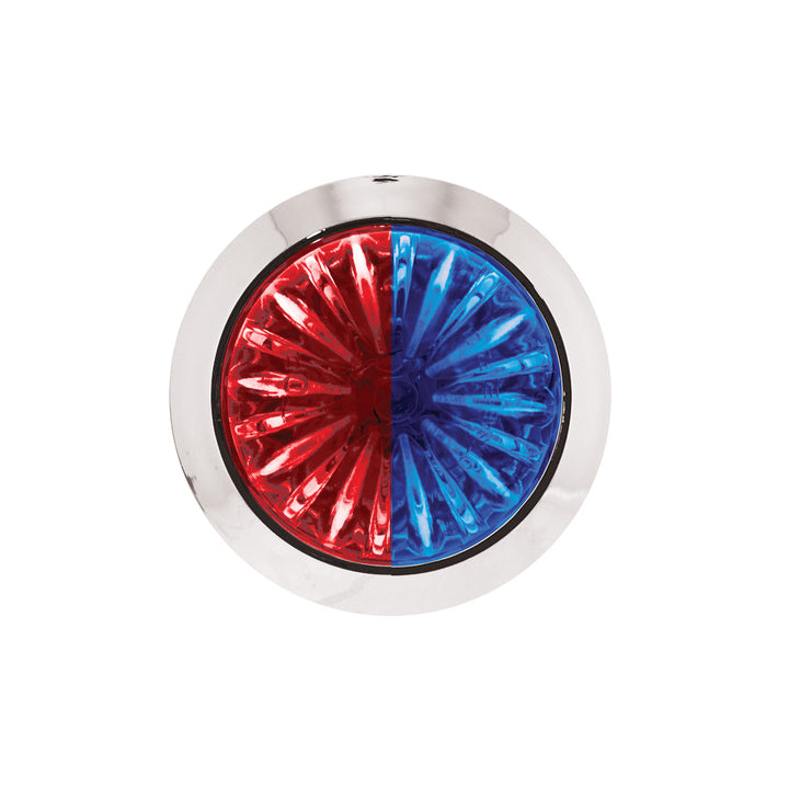 4 LED 3/4" Mini Watermelon Double Fury Light With Clear Lens (Clearance/Marker) - Red &amp; Blue LED