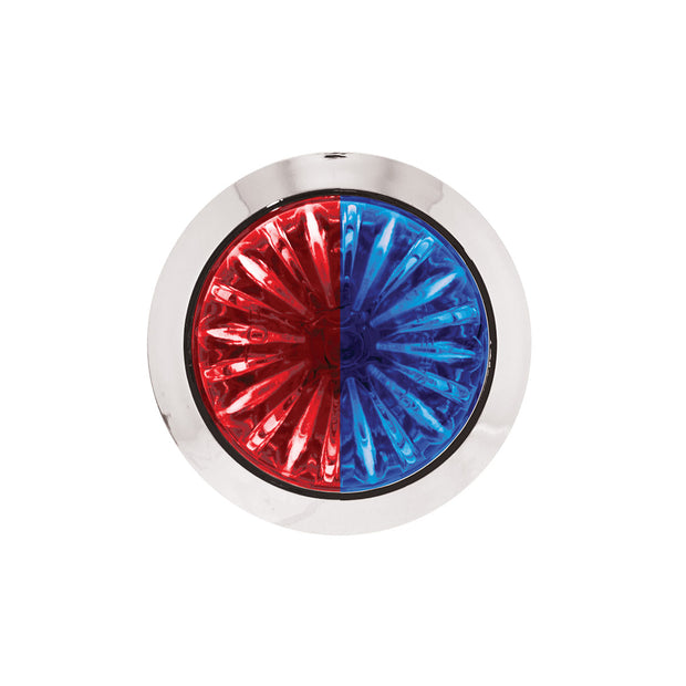 4 LED 3/4" Mini Watermelon Double Fury Light With Clear Lens (Clearance/Marker) - Red & Blue LED