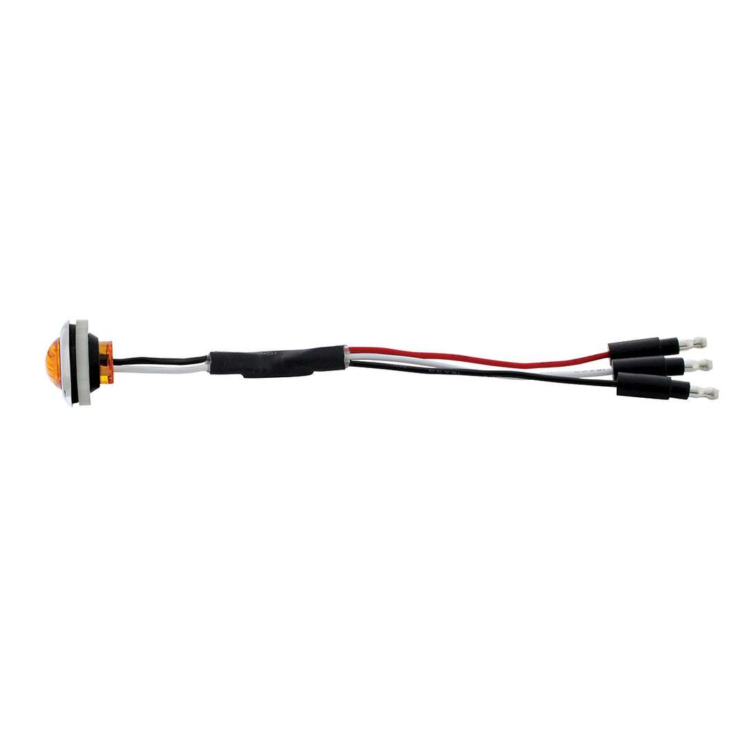 3 LED Dual Function 3/4" Mini Auxiliary/Utility Light With Bezel &amp; Washer - Amber LED/Amber Lens