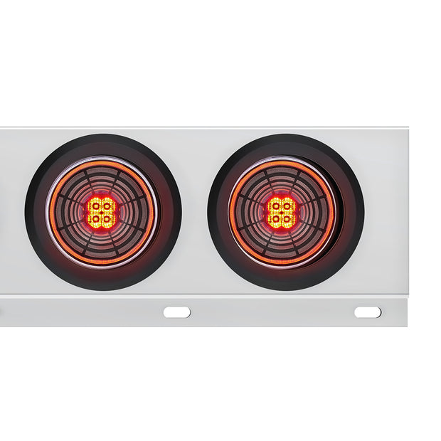 2" Bolt Pattern SS Spring Loaded Bar With 6X 4" 13 LED Abyss Lights - Red LED/Clear Lens (Pair)