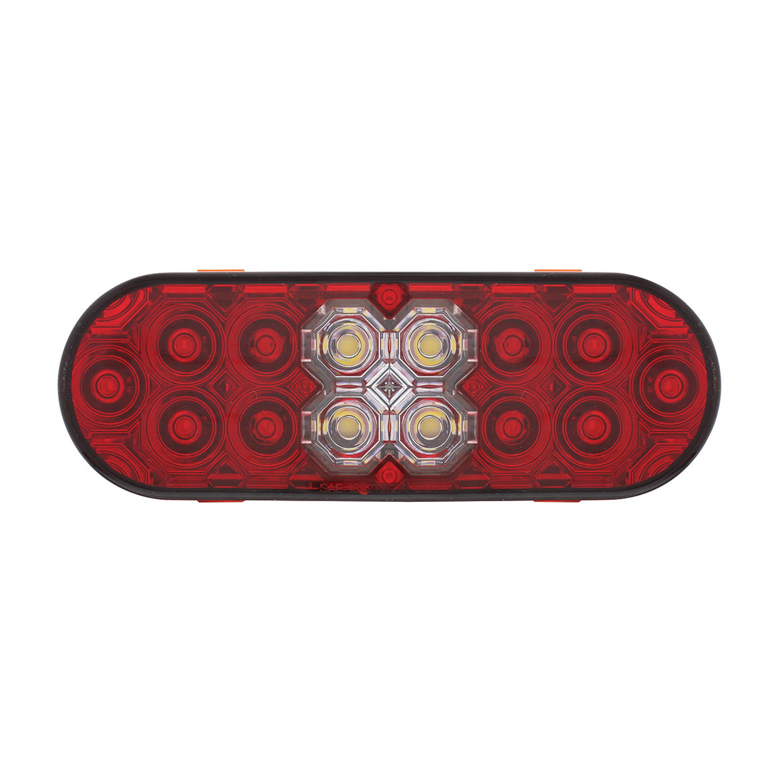 6" Oval Combo Light With 14 LED Stop, Turn &amp; Tail &amp; 16 LED Back-Up -Red LED/Red Lens