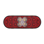 6" Oval Combo Light With 14 LED Stop, Turn & Tail & 16 LED Back-Up -Red LED/Red Lens