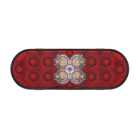6" Oval Combo Light With 14 LED Stop, Turn & Tail & 16 LED Back-Up -Red LED/Red Lens