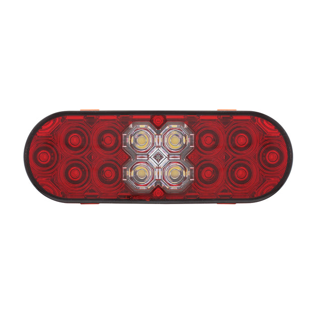 6" Oval Combo Light With 14 LED Stop, Turn & Tail & 16 LED Back-Up -Red LED/Red Lens