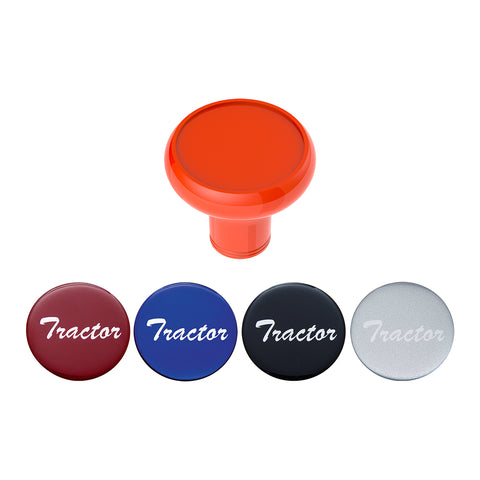 Deluxe Aluminum Screw-On Air Valve Knob With Multi-Color Glossy Tractor Sticker - Cadmium Orange