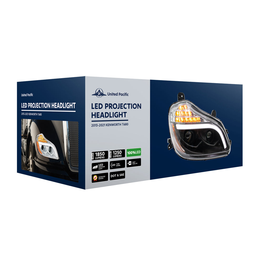 Blackout 8 LED Projection Headlight For 2013-2021 Kenworth T680-Passenger