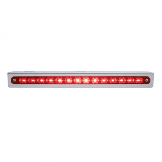 Stainless Light Bracket With 14 LED 12" Sequential Light Bar (Right to Left) - Red LED/Red Lens