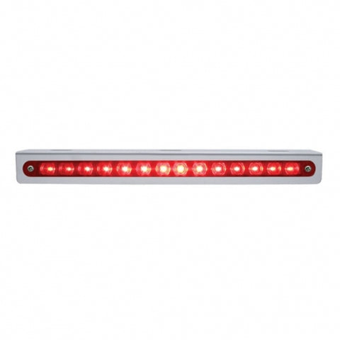 Stainless Light Bracket With 14 LED 12" Sequential Light Bar (Right to Left) - Red LED/Red Lens