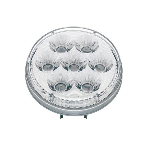 14 LED 4" Round Double Fury Light (Turn Signal) - Amber & Blue LED/Clear Lens