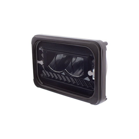 ULTRALIT - Heated 4" X 6" LED Headlight With Glass Lens & Aluminum Housing - High Beam - Black