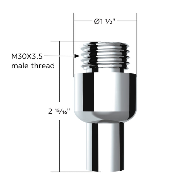 Chrome Aluminum Air Valve Adapter With M30X3.5 Threads