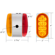 26 LED Dual Function Reflector Double Face Oval Light With SS Bracket - Amber & Red LED/Amber & Red Lens