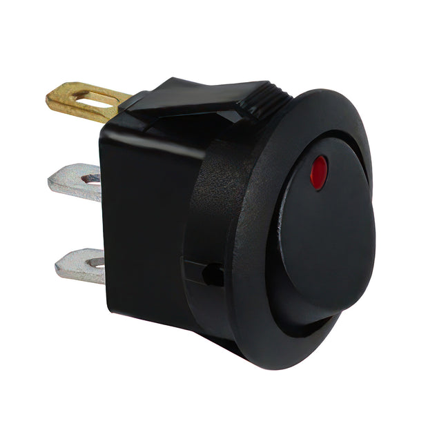 Green LED Round Rocker 10 Amp 12V On/Off 1/2" Dia. 1 Pc.