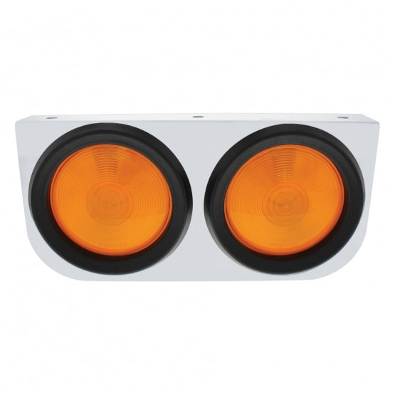 Stainless Light Bracket With 2X 4" Lights &amp; Grommets - Amber Lens